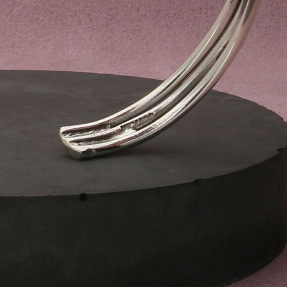 sterling silver vintage blue dichroic glass cuff bracelet size 6.75in - Picture 3 of 3